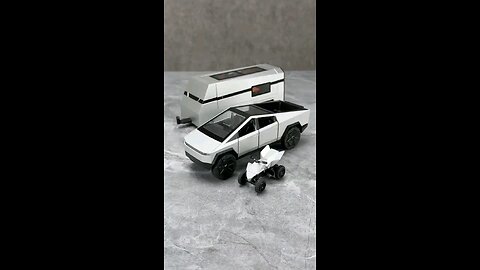 “Cybertruck Diecast Toy 🚙 | Alloy Pickup Truck with RV Trailer | Must-Have Collectible 2025”