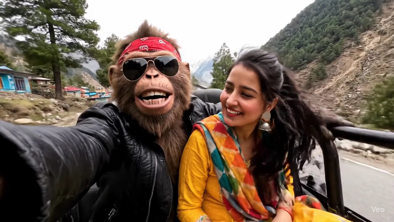 monkey vlogging in Kashmir