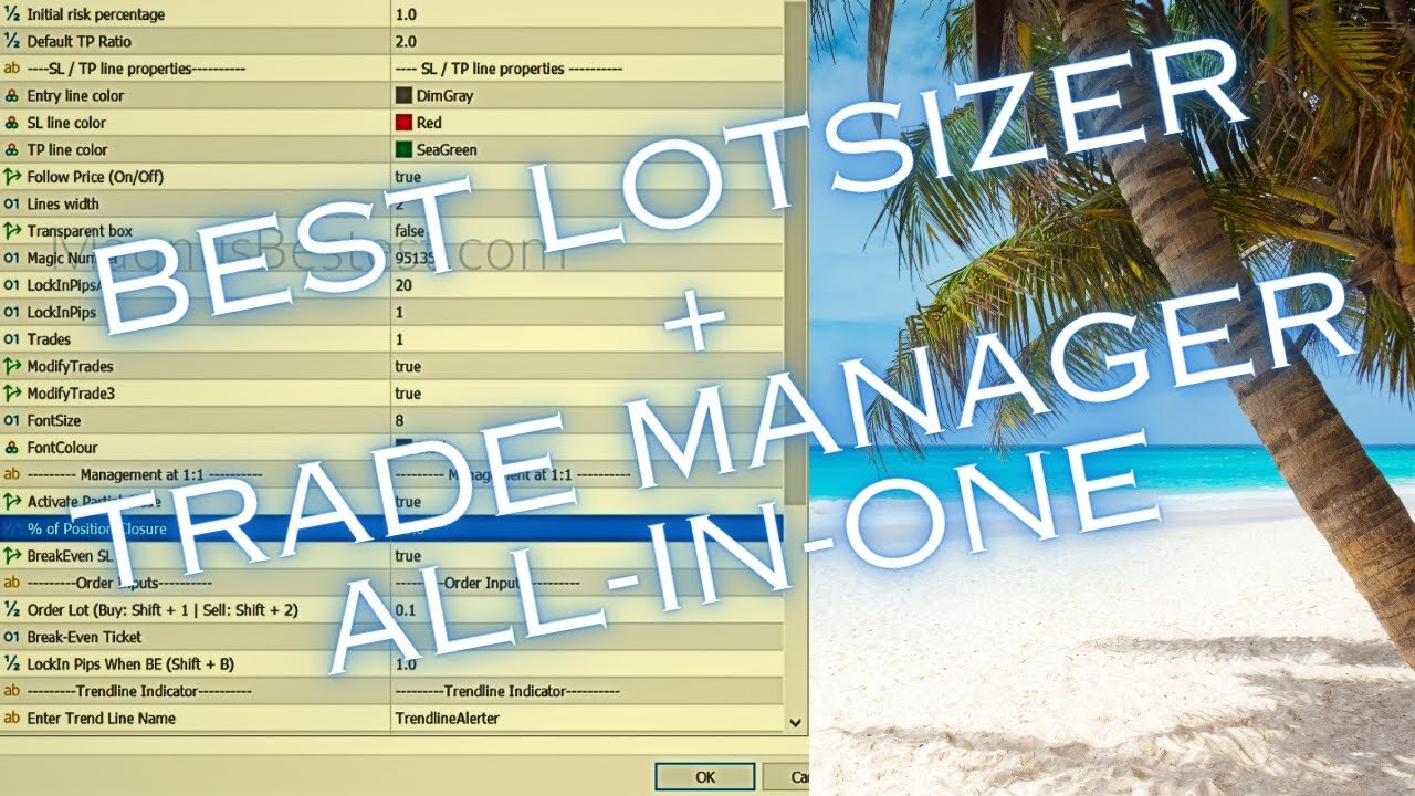 Drag&Drop Lotsizer + Automatic Trade Manager for Forex