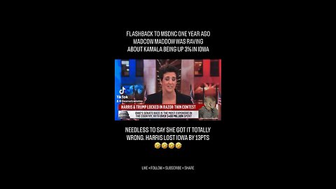 FLASHBACK ONE YEAR AGO HARRIS UP +3 IN IOWA 😂😂