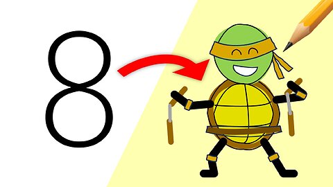 How To Draw a Ninja Turtle from the Number 8