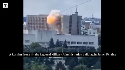 Russian Drone Strikes Building In Sumy, Ukraine