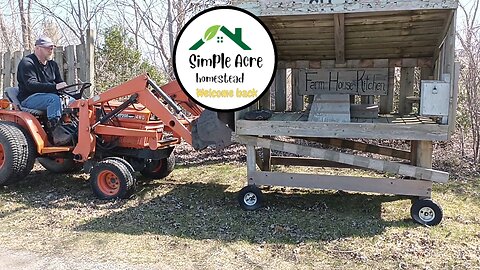 Just me moving the "Farm House Kitchen" vegetable stand with the 35 year old Kubota B7200 tractor.