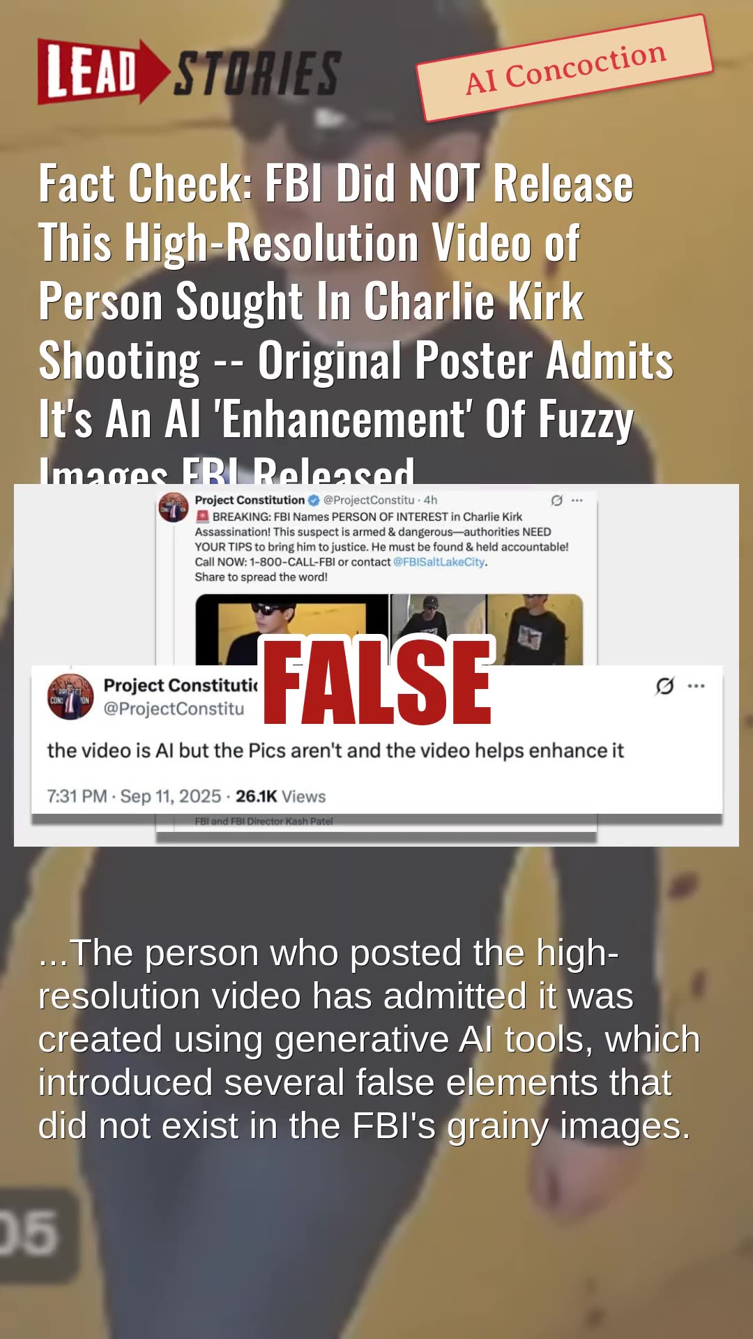 Fact Check: FBI Did NOT Release This High-Resolution Video of Person Sought In Charlie Kirk Shooting