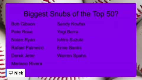 Nostalgic Baseball Geezer's Top 50 of All-Time
