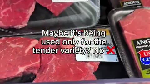 American is shopping for sirloin steaks at Walmart