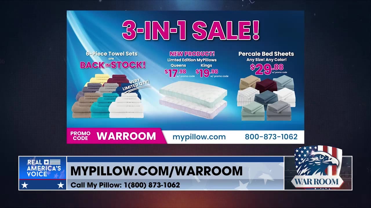 Check Out The MyPillow 3-In-1 Sale Exclusively For The WarRoom Posse! Only At MyPillow.com/warroom
