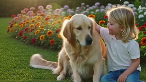 Cute video of a child with a dog