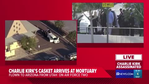 WATCH: Charlie Kirk's casket taken inside mortuary in Arizona