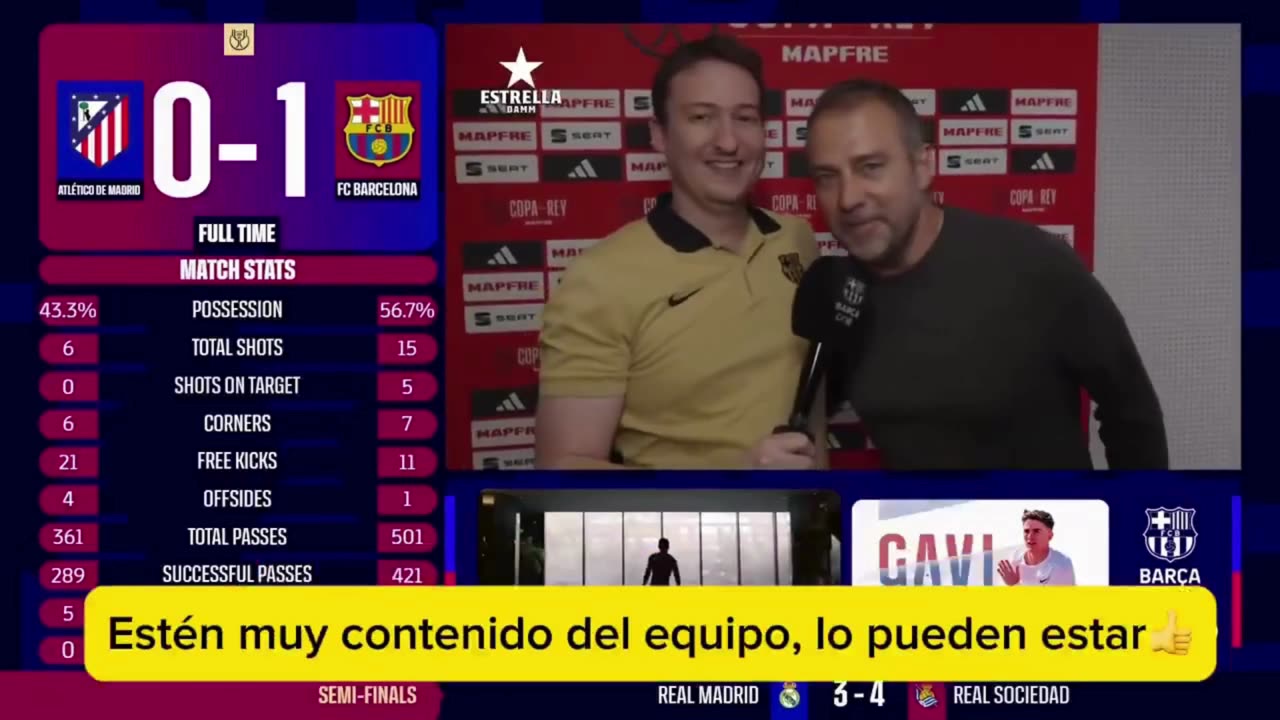 Hansi Flick interrupted the broadcast to send a message to the fans.