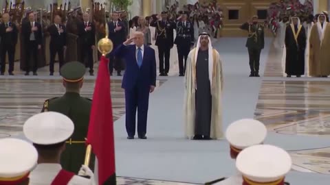 POTUS salutes as The Star-Spangled Banner is played in Abu Dhabi