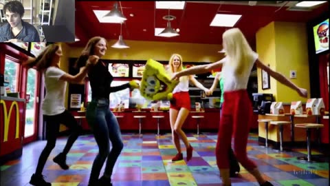 SpongeBob SquarePants Performs A Flip Around Women At A McDonald's Restaurant Fake Funny Parody