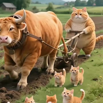 Cat cooking for his family ai generated video