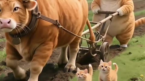 Cat cooking for his family ai generated video