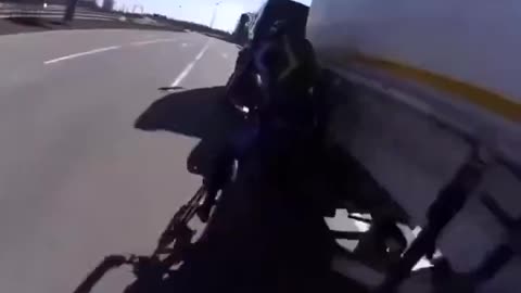 Entitled bicyclists get run over by truck on full speed highway