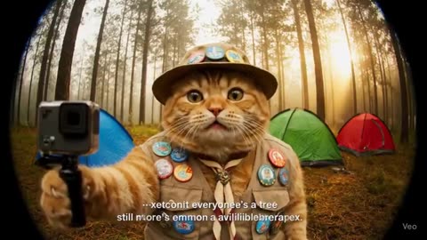 Funny cat camping and fishing Vlog 😺