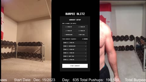 Everyday 300 push ups and 150 Burpees!