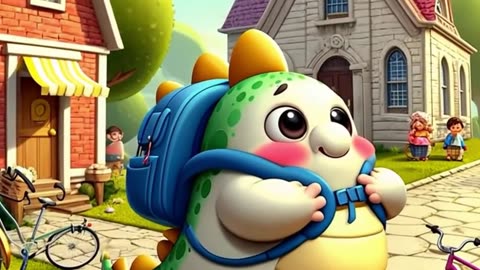 funny dragon goes school