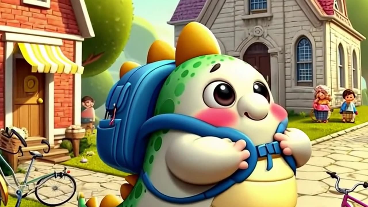 funny dragon goes school