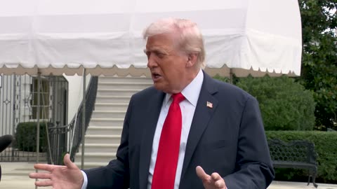 President Trump Gaggles with Press Before Departing for England, September 16, 2025