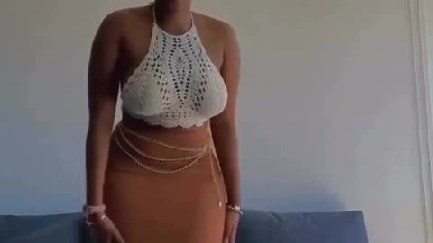 Girl slowly undresses and flashes her massive.