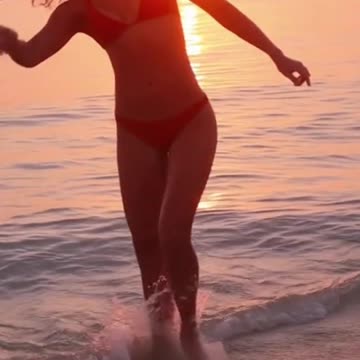 Woman in Bikini Performing Elegant Moves | Beach & Summer Aesthetic