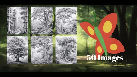 Ancient Trees AI Grayscale Coloring Book
