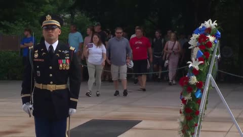 Army conducted it's 250th Birthday Wreath Laying at Arlington, at the Tomb of the Unknown Soldier.