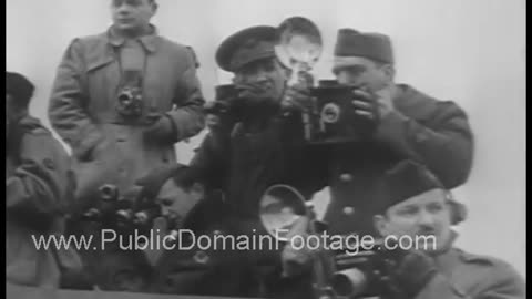 1944 General Eisenhower inspects troops and equipment ready for D-Day archival footage
