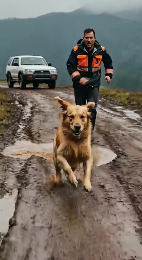 Golden Retriever Mom Saves Puppy with Help from a Kind Man