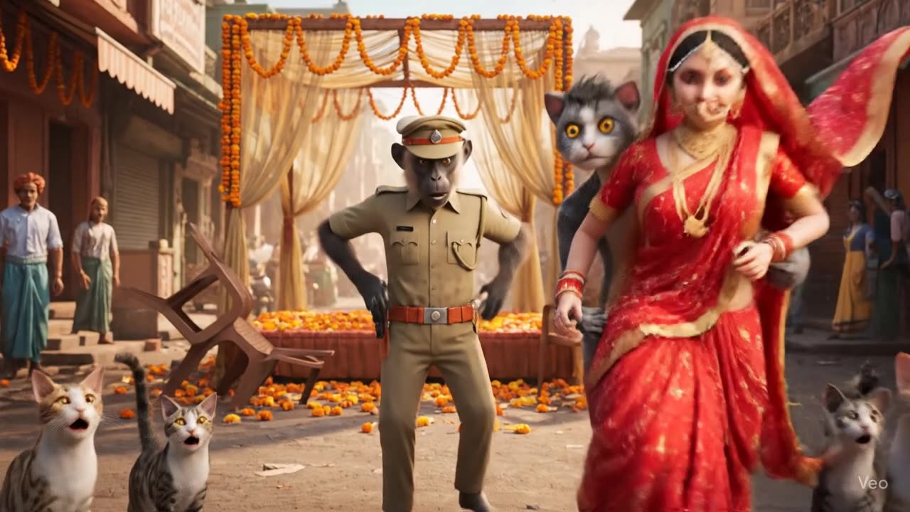 😹 शादी से भागे बिल्ले – Langoor Police का पीछा शुरू!