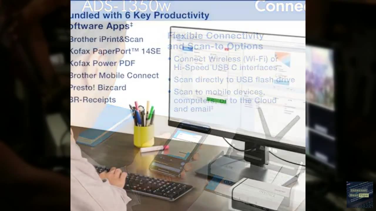 Brother ADS-1350W Wireless Compact Desktop Scanner | Scan Speeds of Up to 30ppm