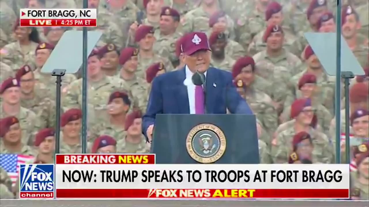 President Donald J. Trump addresses the troops at Fort Bragg.