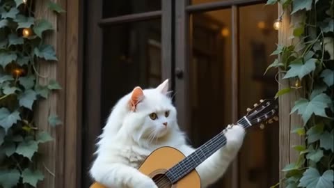 The cutie playing guitar sad mood