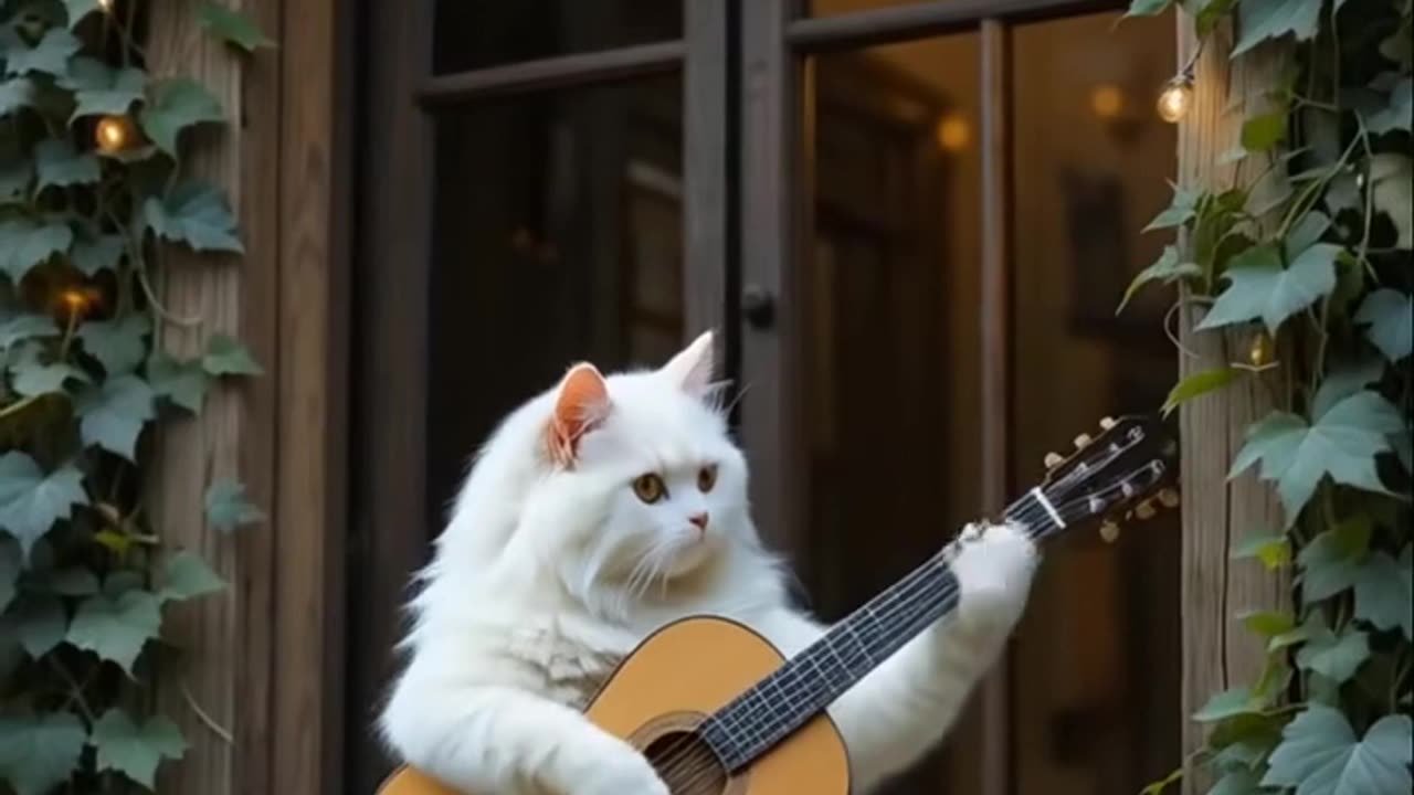 The cutie playing guitar sad mood