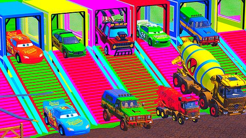 Monster Trucks Help Transport Rainbow Police & Fire Vehicles! FS22 Gameplay