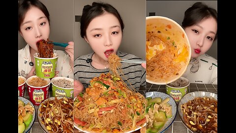 "Huge Noodle Feast 🍜 Instant Noodles + Fried Vermicelli Mukbang | Eating Show ASMR"