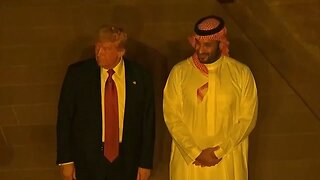Trump is greeted by Crown Prince Mohammead bin Salman after arriving in Diriyah for the state dinner