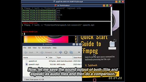 Chapter 5 of book ‘Quick Start Guide to FFmpeg’ — Convert text to audio