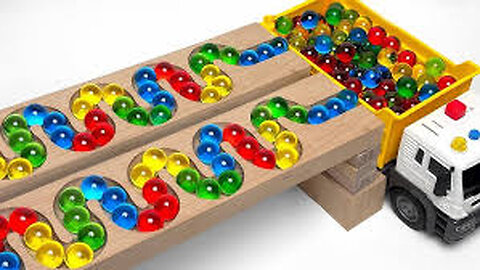 Marble Run Race ☆ HABA Slope, Dump Truck & Garbage Trucks Compilation