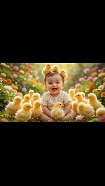 Baby's Chick Parade: Cutest Moments in the Garden! 🐥👶🌼