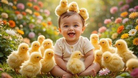 Baby's Chick Parade: Cutest Moments in the Garden! 🐥👶🌼