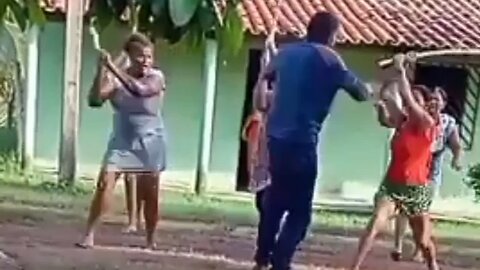 The moment a man was taught a lesson by a group of women.
