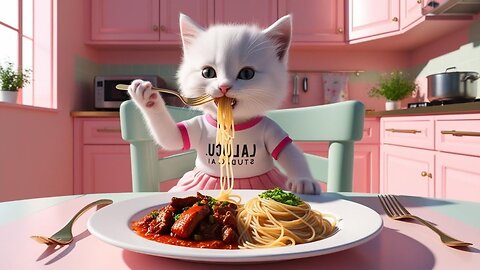 a beautiful cat is sitting at home eating a hamburger
