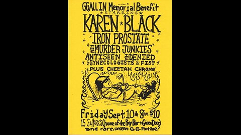 G.G Allin Memorial Benefit Show (With Guests) - Live At The Greenroom, NYC (9-10-1993)