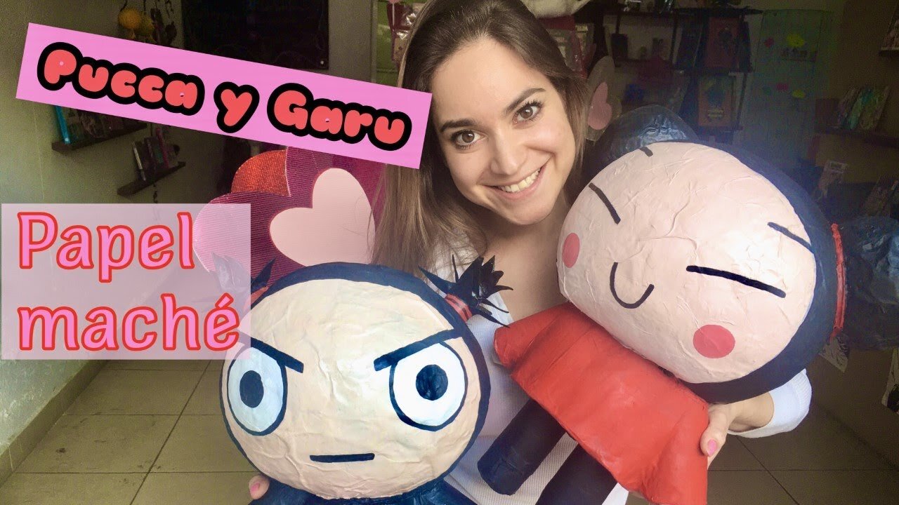Como hacer a Pucca y Garu de papel maché - Tutorial
