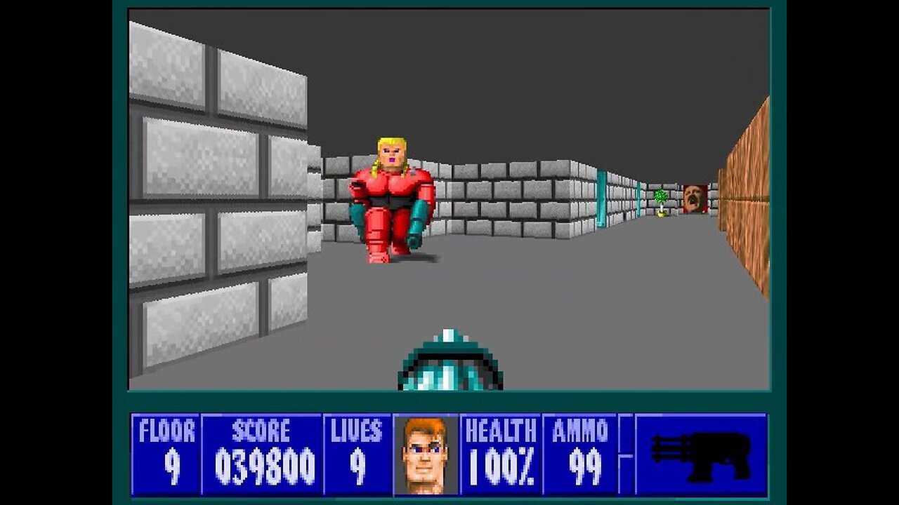 Wolfenstein 3D, DOS, 1992 - 100% Complete, Episode 5 Floor 9 (Trail of the Madman) (Boss Level!)