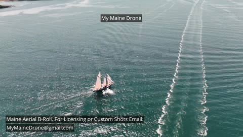 Maine B-Roll (No Sound): Beautiful Schooner cutting waves sailing in Harpswell, Maine.