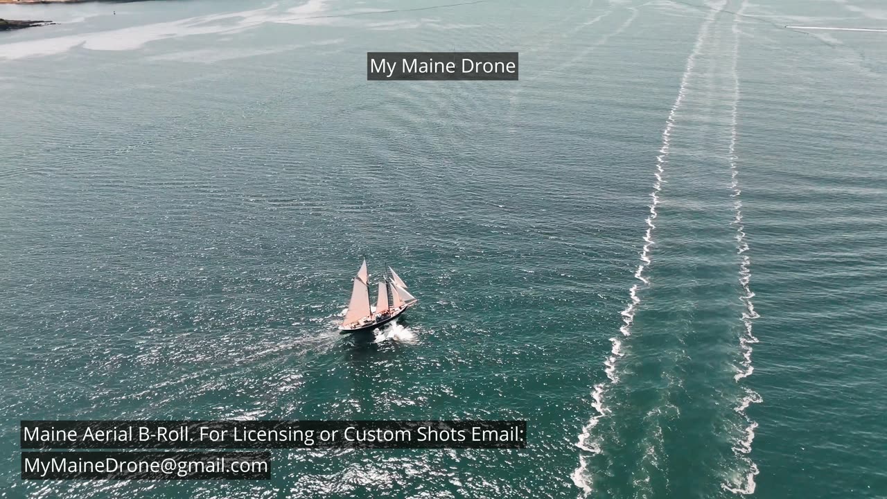 Maine B-Roll (No Sound): Beautiful Schooner cutting waves sailing in Harpswell, Maine.