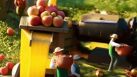 a miniature apple juice pouring out of a garden Ai Video Generator @NanoVisionsAI